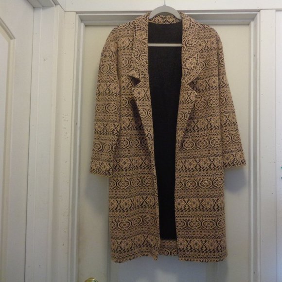 Vintage Jackets & Blazers - VINTAGE AZTEC STYLE LONG JACKET COAT M